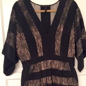 BCBGMaxAzria Black and Cream Lace Dress